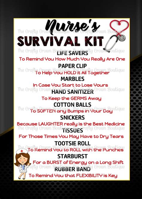 Free Printable Nurse Survival Kit